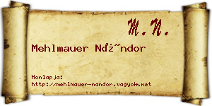 Mehlmauer Nándor névjegykártya